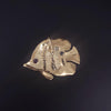 Custom Made Antique Fish Pendant in 14K Yellow Gold witih Diamonds