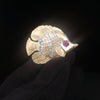 Custom Made Antique Fish Pendant in 14K Yellow Gold witih Diamonds