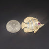 Custom Made Antique Fish Pendant in 14K Yellow Gold witih Diamonds