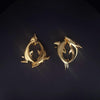 Custom Made  Dolphins Earrings in 14K Yellow Gold