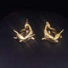 Custom Made  Dolphins Earrings in 14K Yellow Gold