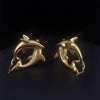 Custom Made  Dolphins Earrings in 14K Yellow Gold