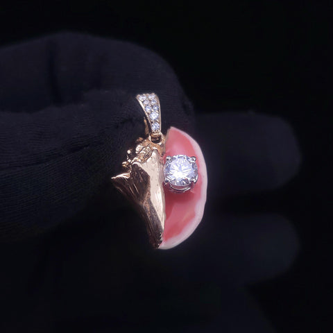 Custom Made Antique Pendant in 14K Yellow Gold with Diamonds