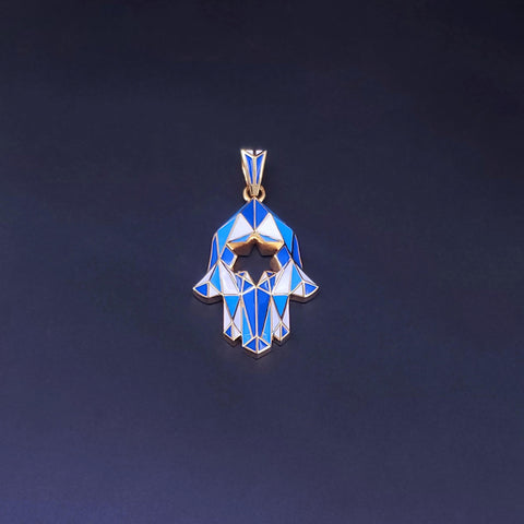 Custom Made Hamza Pendant in 14K Yellow Gold - We Have 9 Different Colors