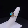 Vintage Custom Made VFloral Turquoise & Enamel Beauty Ring