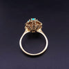 Vintage Custom Made VFloral Turquoise & Enamel Beauty Ring