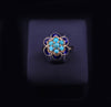 Vintage Custom Made VFloral Turquoise & Enamel Beauty Ring