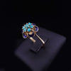 Vintage Custom Made VFloral Turquoise & Enamel Beauty Ring