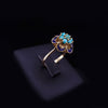 Vintage Custom Made VFloral Turquoise & Enamel Beauty Ring