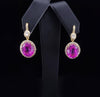 Custom Made Earrings with Pink Sapphire & Diamonds In 14k Yellow Gold