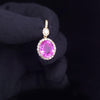 Custom Made Earrings with Pink Sapphire & Diamonds In 14k Yellow Gold