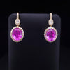 Custom Made Earrings with Pink Sapphire & Diamonds In 14k Yellow Gold