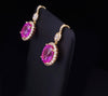 Custom Made Earrings with Pink Sapphire & Diamonds In 14k Yellow Gold