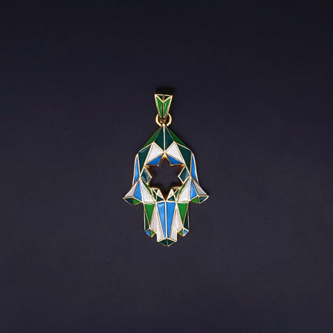 Custom Made Hamza Pendant in 14K Yellow Gold - We Have 9 Different Colors