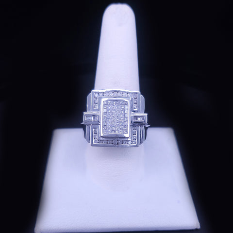 Custom Made Massive White Gold Ring with 2.2ct Diamonds in 14K White Gold