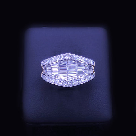 Custom Made Two Tone Platinum and 18k Gold Ring with Diamonds