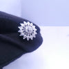 Custom Made Flower Ring in 14K White Gold with Diamonds