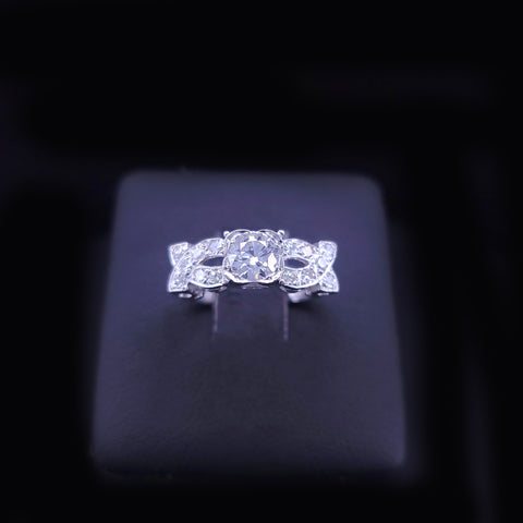 Custom Made Platinum Ring with Diamonds, Resizable