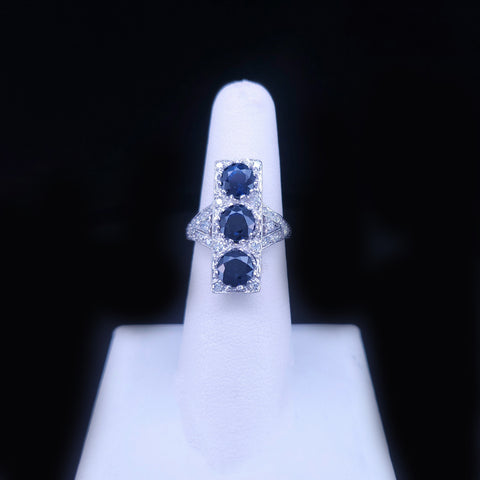 Custom Made Ring in Platinum with Sapphire & Diamonds