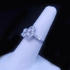 Custom Made Platinum Flower Ring with Diamonds, Resizable