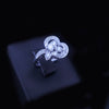 Custom Made Platinum Flower Ring with Diamonds, Resizable