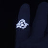 Custom Made Platinum Flower Ring with Diamonds, Resizable