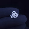 Custom Made Platinum Flower Ring with Diamonds, Resizable