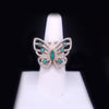 Custom Made Butterfly Ring with Emerald & Diamonds in 14K Yellow Gold