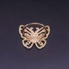 Custom Made Butterfly Ring with Emerald & Diamonds in 14K Yellow Gold
