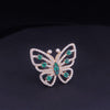 Custom Made Butterfly Ring with Emerald & Diamonds in 14K Yellow Gold