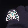Custom Made Butterfly Ring with Emerald & Diamonds in 14K Yellow Gold