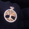 Custom Made Tree of Life Pendant with MultiStone in 14K Yellow Gold