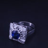 Custom Made Ceylon Sapphire Ring With Diamonds in Platinum