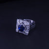 Custom Made Ceylon Sapphire Ring With Diamonds in Platinum