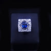 Custom Made Ceylon Sapphire Ring With Diamonds in Platinum