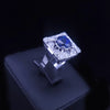 Custom Made Ceylon Sapphire Ring With Diamonds in Platinum