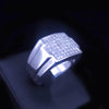 Men's Custom Made 14k White Gold Ring with Diamonds