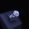 Custom Made Flower Cocktail Ring in 14K White Gold with Diamonds