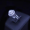 Custom Made Flower Cocktail Ring in 14K White Gold with Diamonds