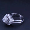 Custom Made Flower Cocktail Ring in 14K White Gold with Diamonds