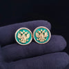 Custom Made Double Eagle Cufflinks in 14K Yellow Gold with Malachite