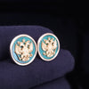 Custom Made Double Eagle Cufflinks in 14K Yellow Gold with Malachite