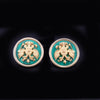 Custom Made Double Eagle Cufflinks in 14K Yellow Gold with Malachite