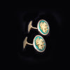 Custom Made Double Eagle Cufflinks in 14K Yellow Gold with Malachite