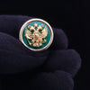 Custom Made Double Eagle Cufflinks in 14K Yellow Gold with Malachite
