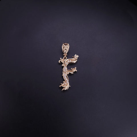 Custom Made Letter pendant "F" 14K Yellow Gold with Diamonds