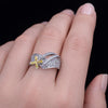 Aurora Pavé Diamond Crossover Ring in 14K White Gold with Yellow & White Diamond