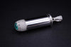 Modern White Gold Bullet Pendant with Pavé Diamonds & Emerald