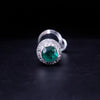 Modern White Gold Bullet Pendant with Pavé Diamonds & Emerald