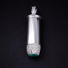 Modern White Gold Bullet Pendant with Pavé Diamonds & Emerald